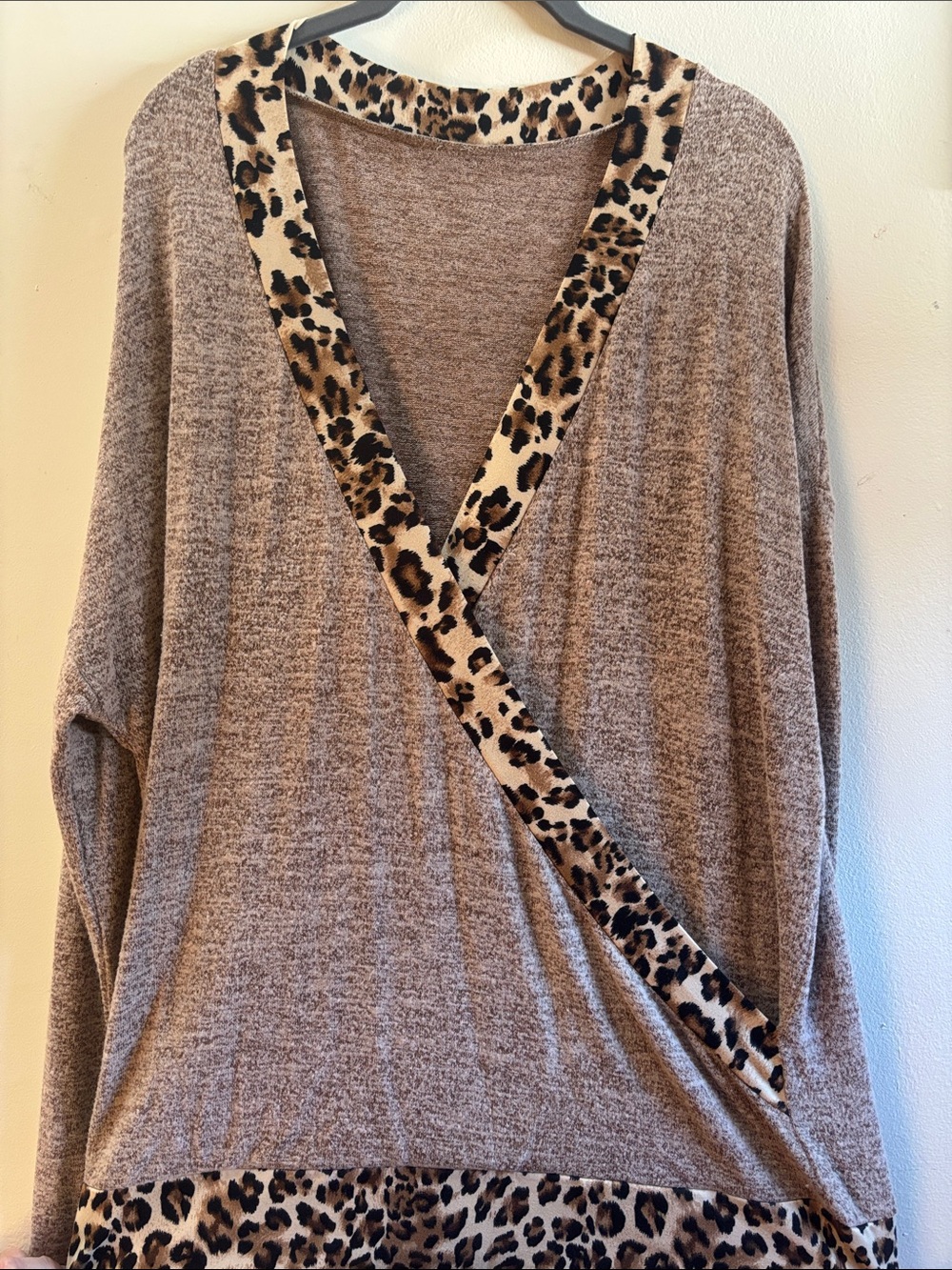 Women's Animal Print Wrap Sweater - Picture 7 of 9
